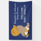 Baby shower voor de bouw (Donkere huid) Aangepaste Spandoek (Verticaal)