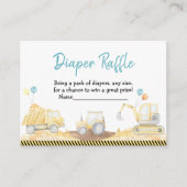 Baby shower voor de bouw van Truck Boy Diaper Informatiekaartje (Voorkant)