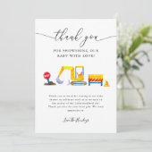 Baby shower voor de bouw van vrachtwagens bedankkaart (Staand voorkant)