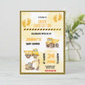 Baby shower voor de bouw van vrachtwagens kaart (Staand voorkant)