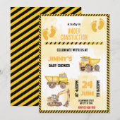 Baby shower voor de bouw van vrachtwagens kaart (Voorkant / Achterkant)