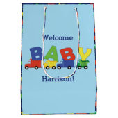 Baby shower voor de bouw van vrachtwagens medium cadeauzakje (Achterkant)