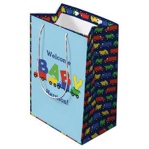 Baby shower voor de bouw van vrachtwagens medium cadeauzakje