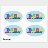 Baby shower voor de bouw van vrachtwagens ovale sticker (Vel)
