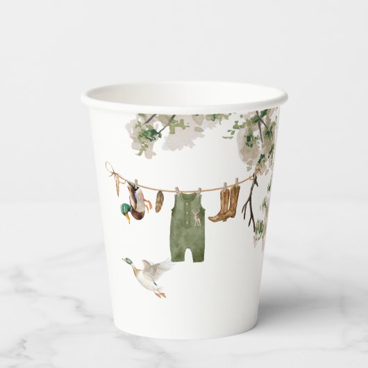 Baby shower voor de eendenjacht papieren bekers (Achterkant)