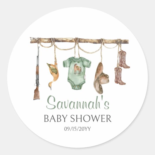 Baby shower voor de eendenjacht ronde sticker (Voorkant)
