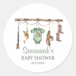 Baby shower voor de eendenjacht ronde sticker