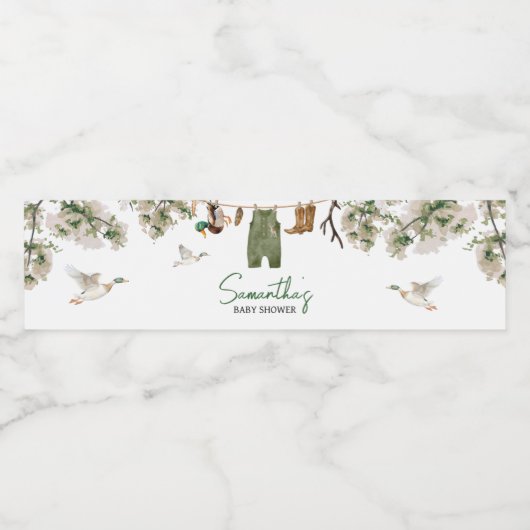 Baby shower voor de eendenjacht waterfles etiket (Enkel label)