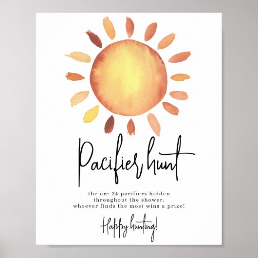 Baby shower voor de jacht op Sunshine Pacifier Poster (Voorkant)