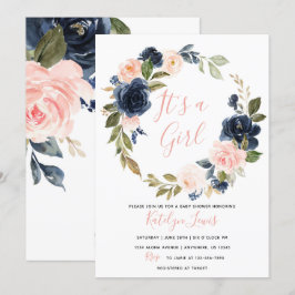 Baby shower voor de marine en Blush for Girl Kaart