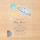 Baby shower voor de moderne kosmische ruimte acryl uitnodigingen (Voorkant)