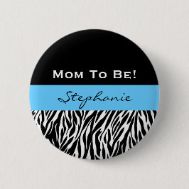 baby shower voor de Moderne Zebra Print Ronde Button 5,7 Cm