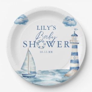 Baby shower voor de Schattigee nautische oceaan Papieren Bordje
