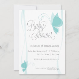 Baby shower voor de vlinder - blauw kaart