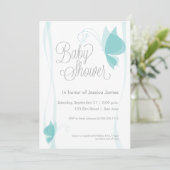 Baby shower voor de vlinder - blauw kaart (Staand voorkant)