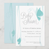 Baby shower voor de vlinder - blauw kaart (Voorkant / Achterkant)