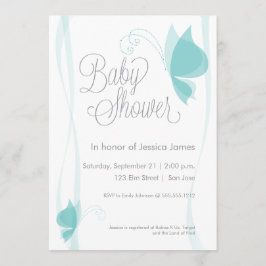 Baby shower voor de vlinder - blauw kaart
