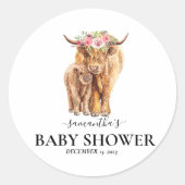Baby shower voor de Waterverf van de Koe van het l Ronde Sticker (Voorkant)