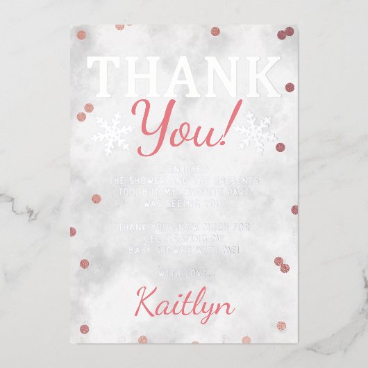 Baby shower voor de winterkerst van het roze meisj folie uitnodiging (Voorkant)