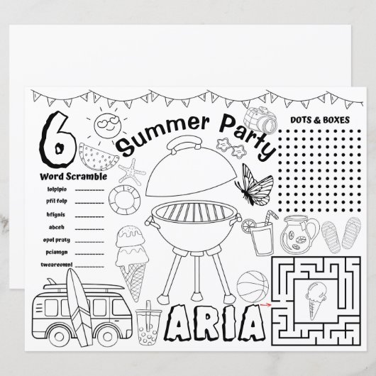 Baby shower voor de zomer, overzicht van de zomera (Voorkant / Achterkant)