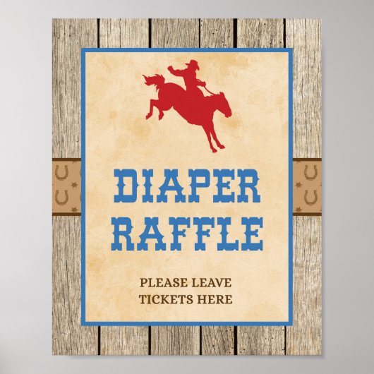 Baby shower voor diaper Raffle Sign Cowboy Poster (Voorkant)