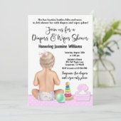 Baby shower voor diapers en spoelen kaart (Staand voorkant)