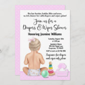 Baby shower voor diapers en spoelen kaart (Voorkant / Achterkant)