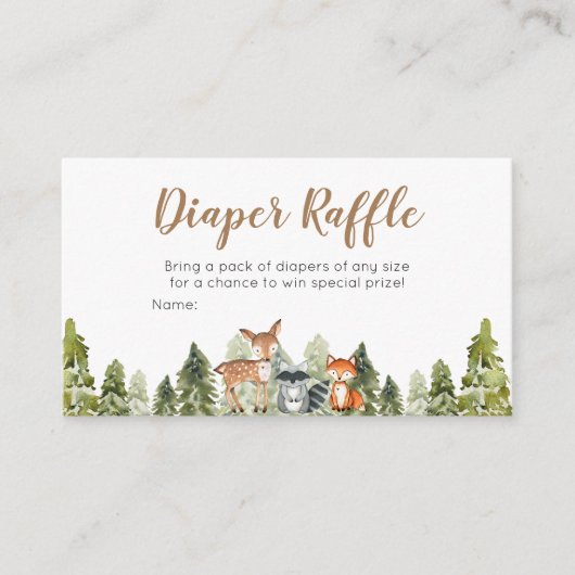 Baby shower voor dieravontuur in de luier Raffle Informatiekaartje (Voorkant)