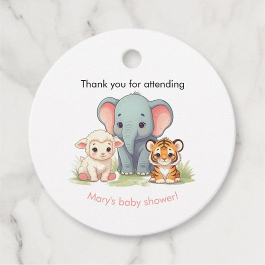 Baby shower voor dieren bedankjes labels (Voorkant)