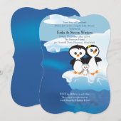 Baby shower voor echtparen van pinguïn kaart (Voorkant / Achterkant)