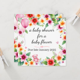 Baby shower voor een baby meisje Bloemen waterverf Kaart