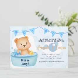 Baby shower voor een beer van een bubbelbad kaart