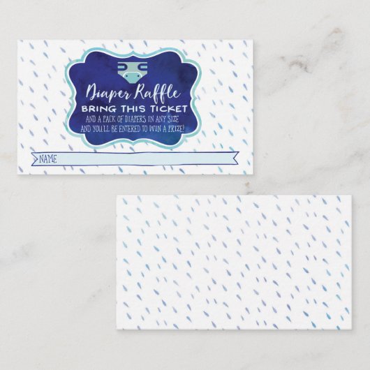 Baby shower voor een Boy Blue Diaper Raffle Kaarte Informatiekaartje (Voorkant / Achterkant)