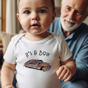 Baby shower voor een jongetje met oud auto afbeeld romper