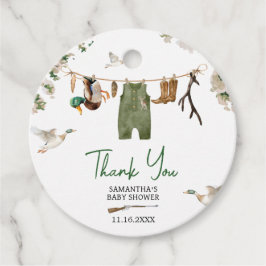 Baby shower voor eendenjacht rond bedankjes labels