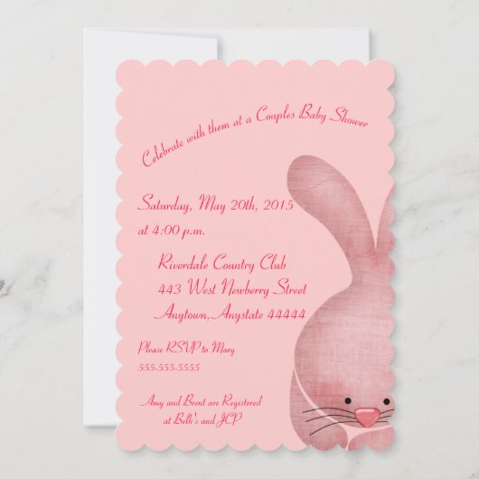 Baby shower voor eenvoudige roze meisjesparen kaart (Achterkant)