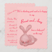 Baby shower voor eenvoudige roze meisjesparen kaart (Voorkant / Achterkant)