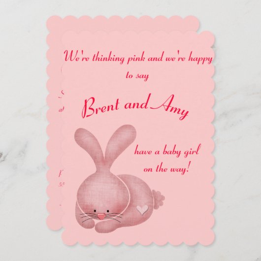 Baby shower voor eenvoudige roze meisjesparen kaart (Voorkant / Achterkant)