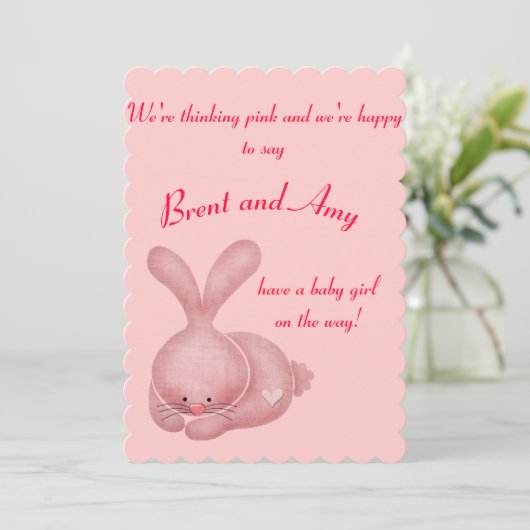 Baby shower voor eenvoudige roze meisjesparen kaart (Staand voorkant)