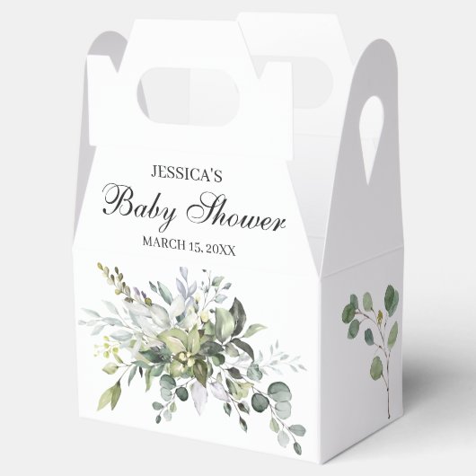 Baby shower voor Eucalyptus Waterverf Bedankdoosjes (Geopend)
