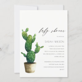 Baby shower voor gebottte cactus Green Foliage Inv Bedankkaart
