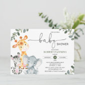 Baby shower voor genderneutrale safaridieren kaart (Staand voorkant)