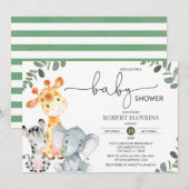 Baby shower voor genderneutrale safaridieren kaart (Voorkant / Achterkant)