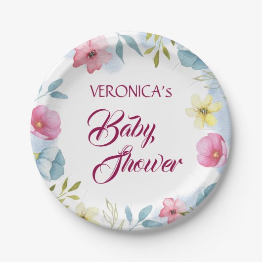 Baby shower voor gepersonaliseerde Waterverf voor  Papieren Bordje (Voorkant)