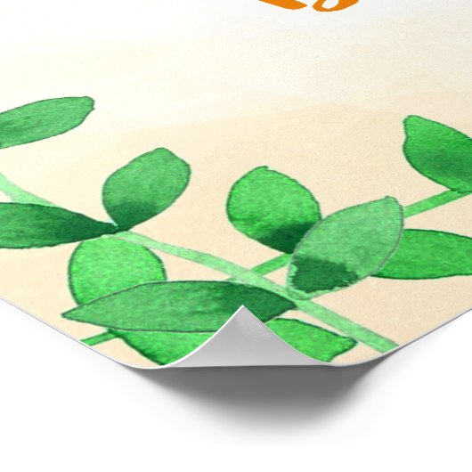 Baby shower voor Giraffe en vogelWaterverf Poster (Hoek)