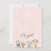 Baby shower voor "Girls Floral Safari Animals" Kaart (Achterkant)