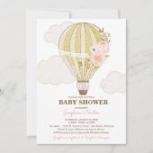 Baby shower voor Goud en roze hot-air ballon Kaart (Voorkant)