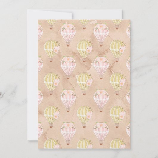 Baby shower voor Goud en roze hot-air ballon Kaart (Achterkant)