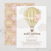 Baby shower voor Goud en roze hot-air ballon Kaart (Voorkant / Achterkant)