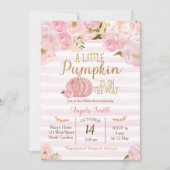 Baby shower voor gouden en roze pompoen kaart (Voorkant)